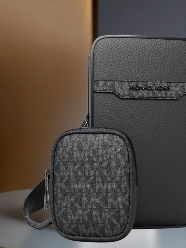 Michael Kors Cooper Men Medium Leather and Logo Sling Pack with Pouch Variation gallery