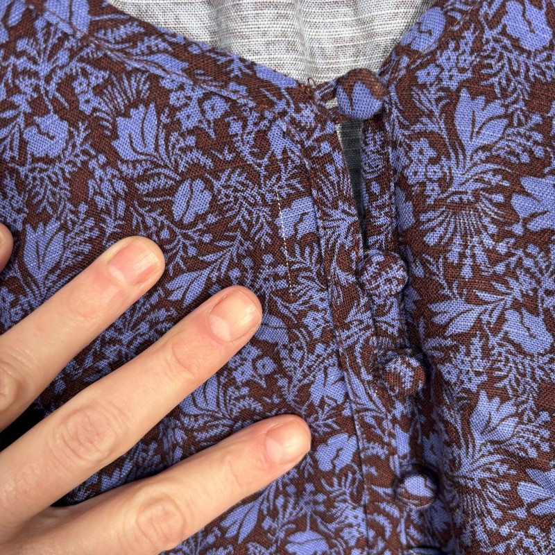Knox Rose Peasant Blouse Medium Brown Purple Floral Feminine Popover Oversized gallery
