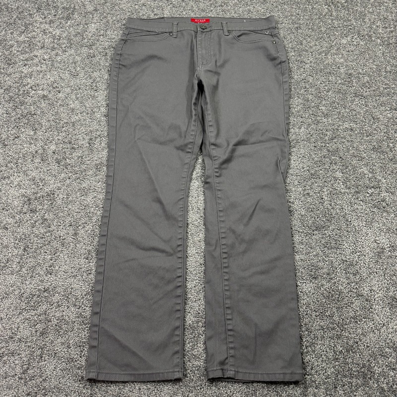 Guess Pants Mens 36×30 Gray Straight Leg Pockets City Casual Logo Preppy Work