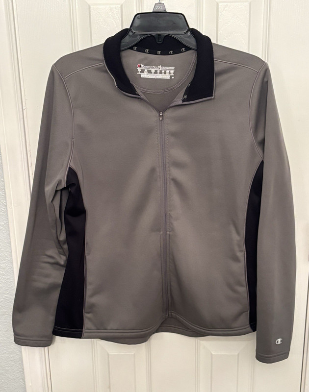 Champion Performance Men’s Gray/Black Full-Zip Fleece Track Jacket Size L