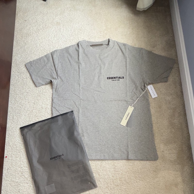 Essentials Fear of God Logo Crew Neck Short Sleeve Gray T-Shirt Men’s S
