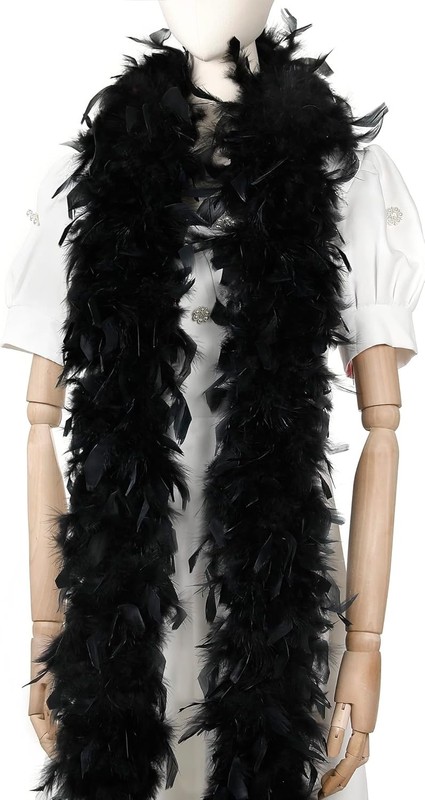 45g Black Feather Boa – 2 Yards Turkey Feathers for Party