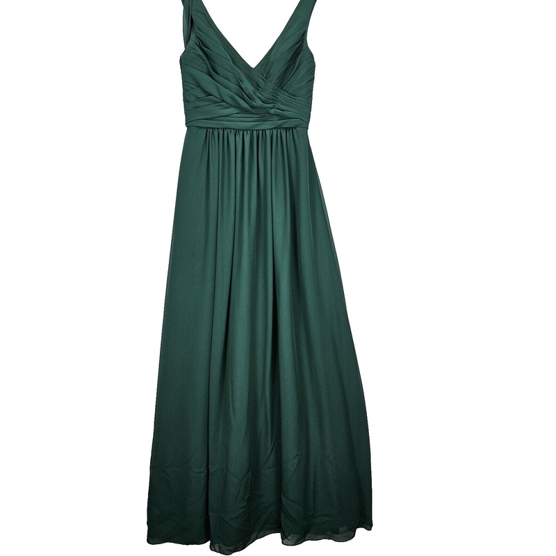 Sorella Vita Size 12 Green Chiffon V-Neck Floor Length Formal Gown Bridesmaid
