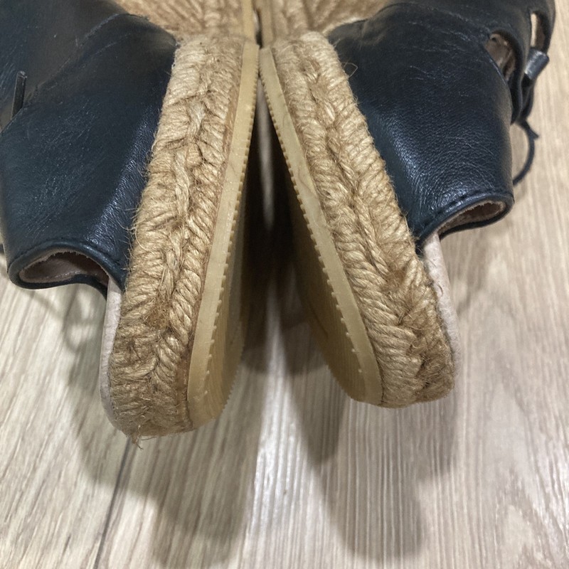 Eric Michael Handmade On Spain Leather Upper and Lining Black Wedge Sandals 8.5 gallery