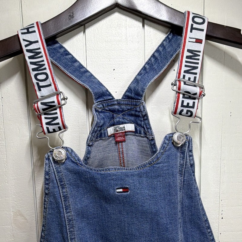 Tommy Hilfiger Denim Blue Solid Overall Pinafore Dress XXS Sleeveless Pockets gallery
