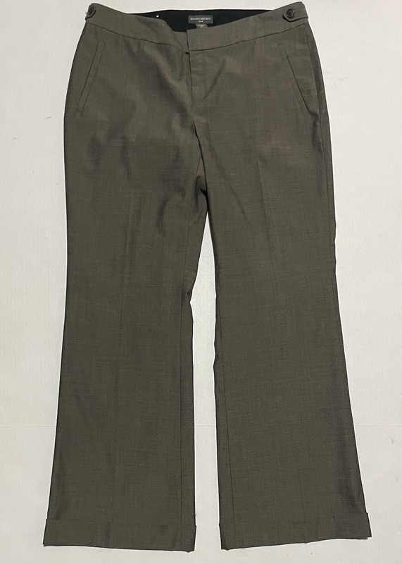 Banana Republic Wool Blend Pleated 14 X 33 Gray Brown Taupe Wide Leg Cuffed