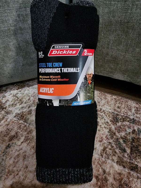 Dickies Crew Socks Size 6-12 Acrylic Blend Heavy Thermal 3 pair Steel Toe NEW
