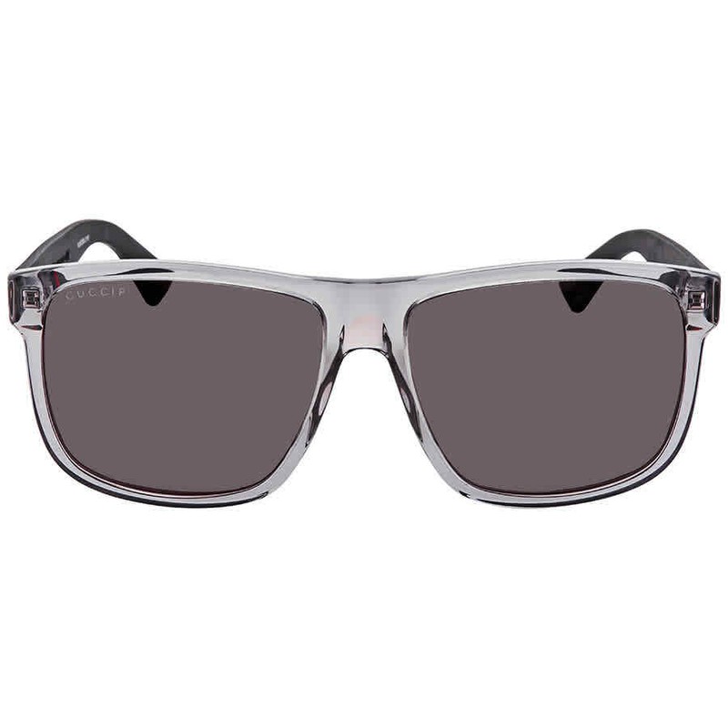 Gucci Grey Rectangular Polarized Men’s Sunglasses GG0010S 004 58 GG0010S 004 58