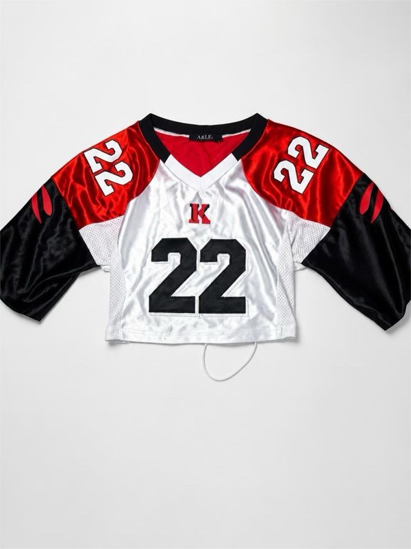 AKIRA «Catch My Vibe» Corseted Cropped Football Jersey
