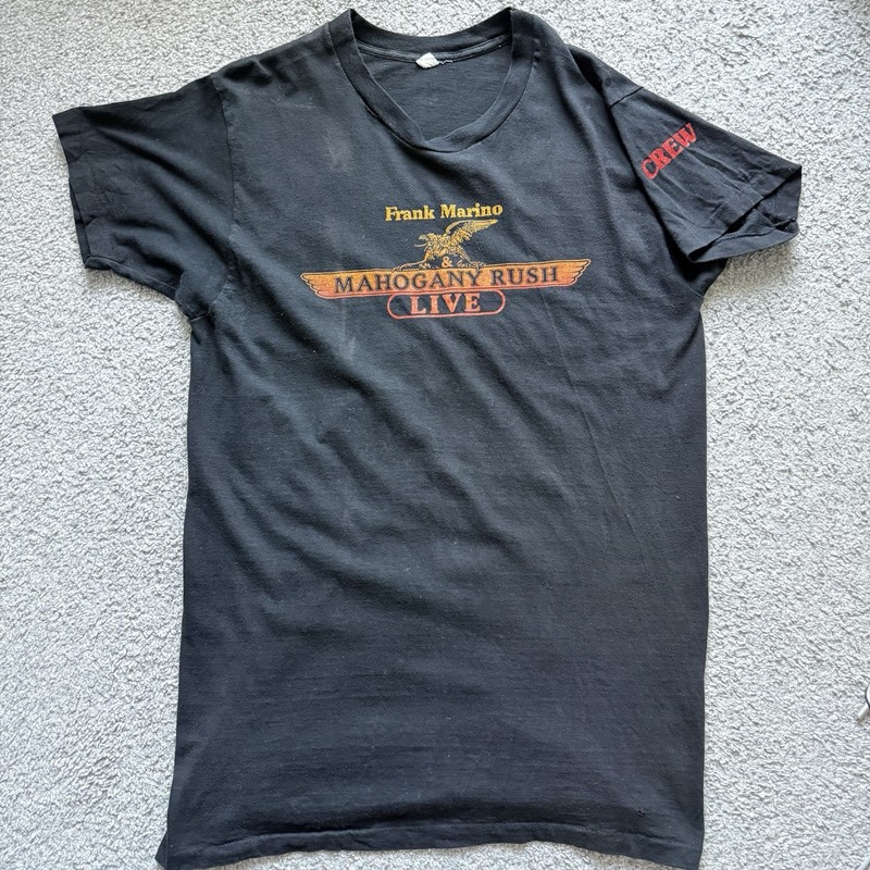 Vintage 1978 Frank Marino Mahogany Rush Crew Tour Shirt North American Tour 78
