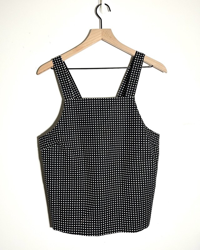 NWT Kate Spade Saturday Apron Tank Sleeveless Black/White Check Preppy gallery
