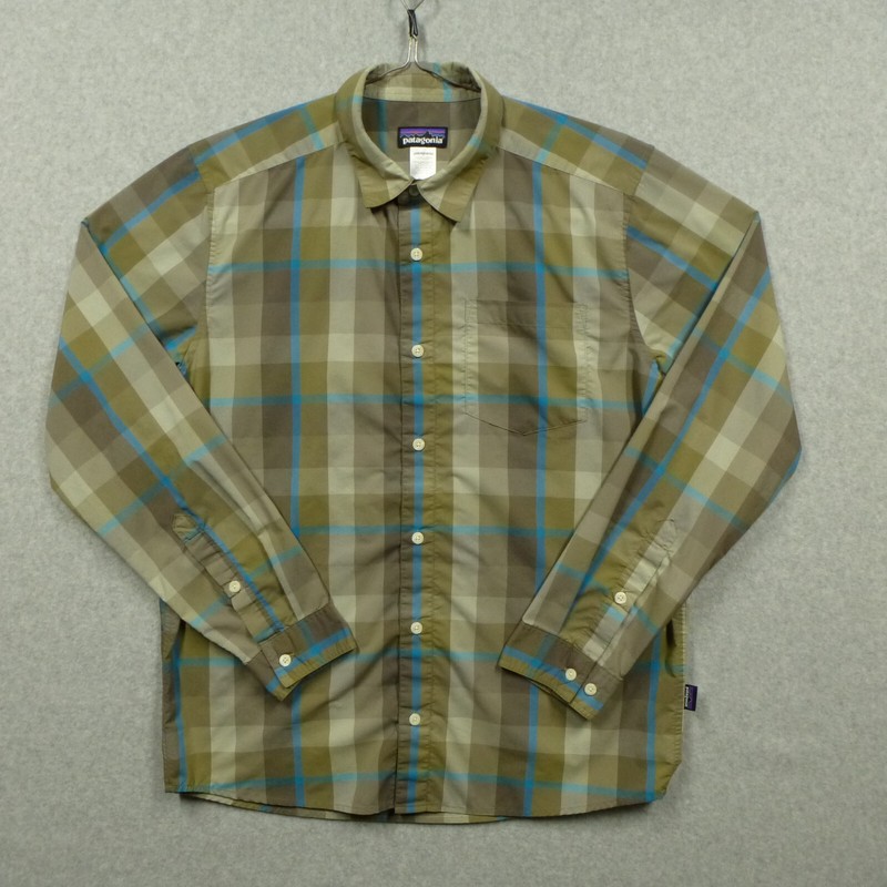 Patagonia Shirt Mens Medium Brown Plaid Lightweight Polyamide Polyester Casual