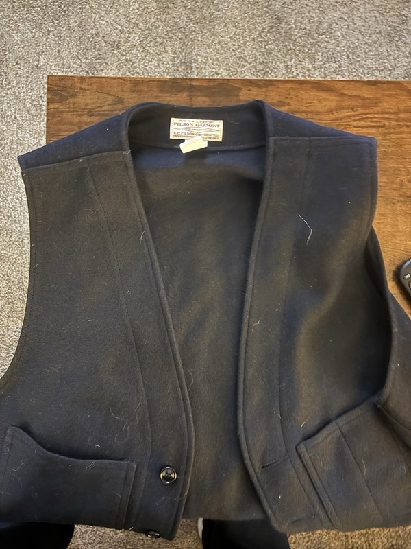 Vintage Filson Virgin Wool Mackinaw Hunting Vest Navy Dk Blue Size 48 Style 20