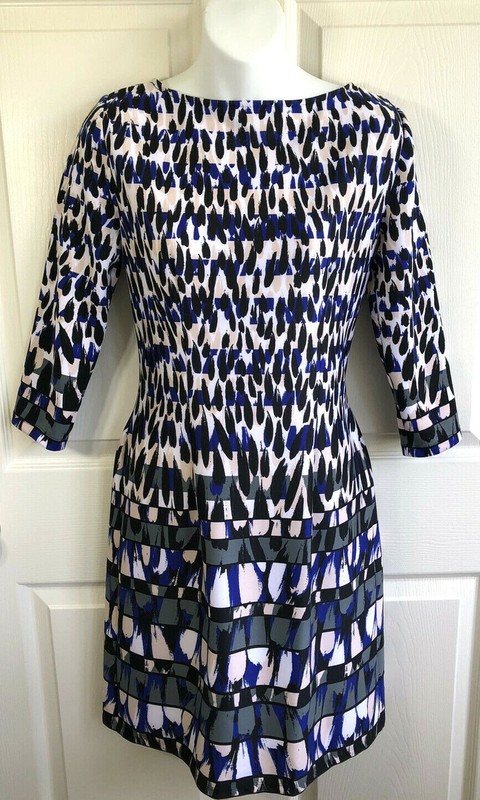 NINE WEST dress size 4 Patterned Stretch easy care comfort (ln18)