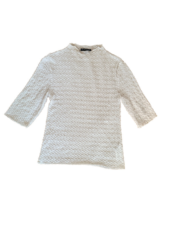 Adrianna Papell Mock Neck Top | Size S | White | 3/4 Sleeve