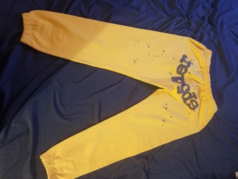Sp5der Men’s Yellow Cotton Blend Graphic Logo Drawstring Sweatpants Size S