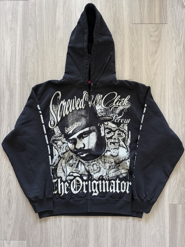 Supreme DJ Screw Zip Up Hooded Sweatshirt Black (Size Large)