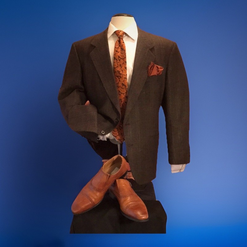 46 R Louis Roth Brown Gray Tweed Wool 2 Btn Mens Jacket Sport Coat Blazer Mint