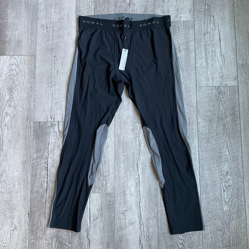 Koral Mens Athletic Performace Tights Size Large Black Gray Cropped