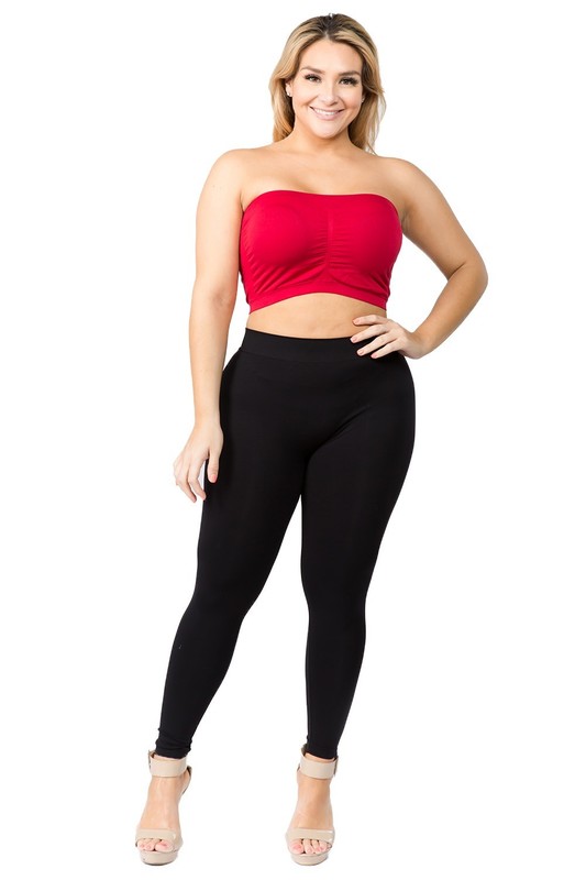 Seamless Solid Cropped Tube Top Bandeau (Plus Size) gallery