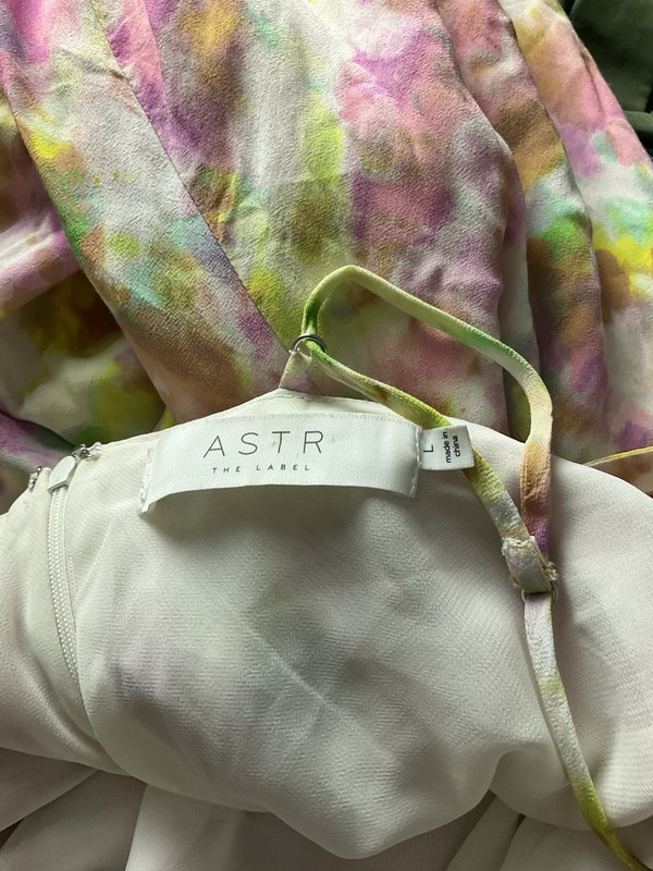 Revolve ASTR Charisma Slip Dress Tie Dye Printed Midi Pink L gallery