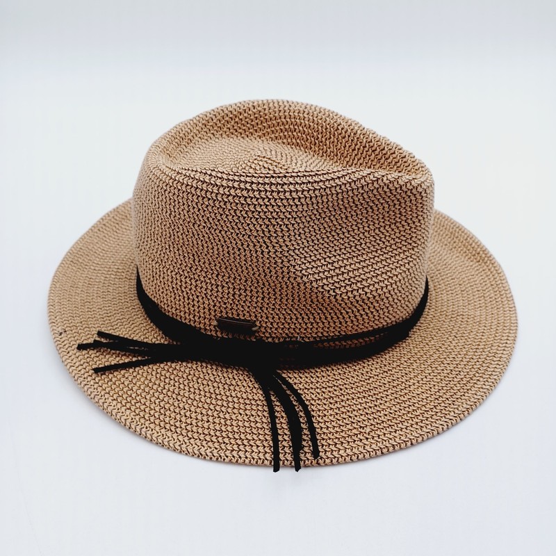 Sun N Sand Headwear Tan Brown Woven Straw Hat Black Braid Band Beach SunNSand