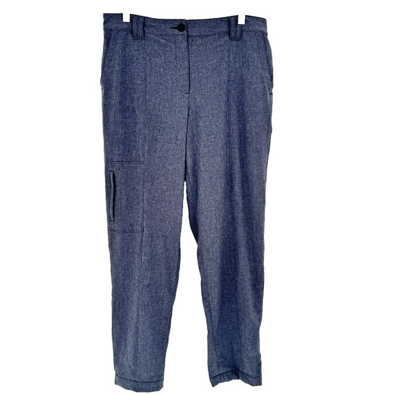 Talbots Fleece Lined Dress Pants Womens Size 10 Grey Zipper Cargo Pocket Stretch