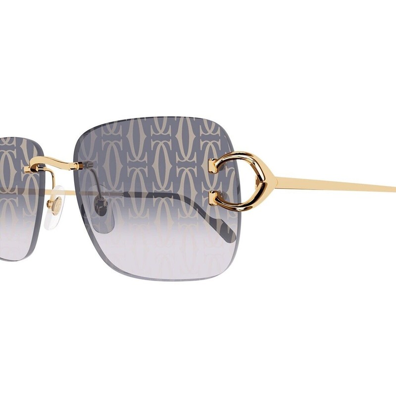 CARTIER C Decor Sunglasses CT0330S 008 Gold Black Grey Pattern Lens AUTHENTIC gallery