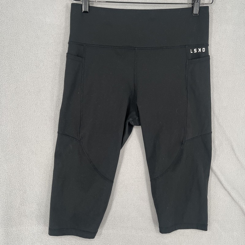 LSKD Leggings Womens Extra Large Black Capri Gym Training Compression Waist Crop