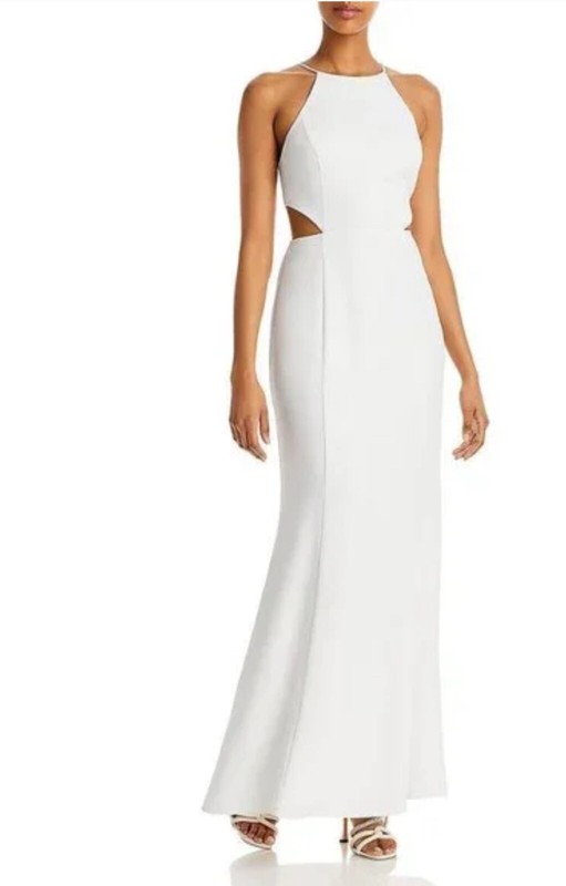 AQUA White Halter Cut-out Evening Dress Sz 6 wmns NWT$328 Hidden Back Zipper
