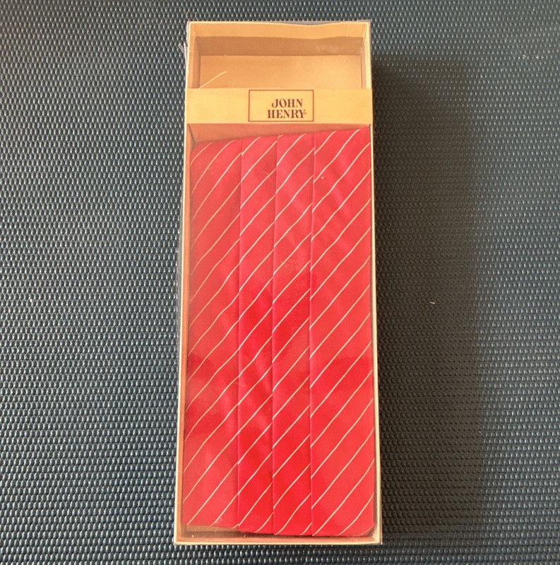 John Henry Men’s Striped Pointed Tie Red White Pattern 1 Piece
