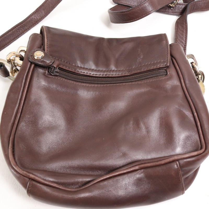 Vtg Leather Co Liz Claiborne Crossbody Handbag S Brown Purse Shoulder Bag Adj gallery