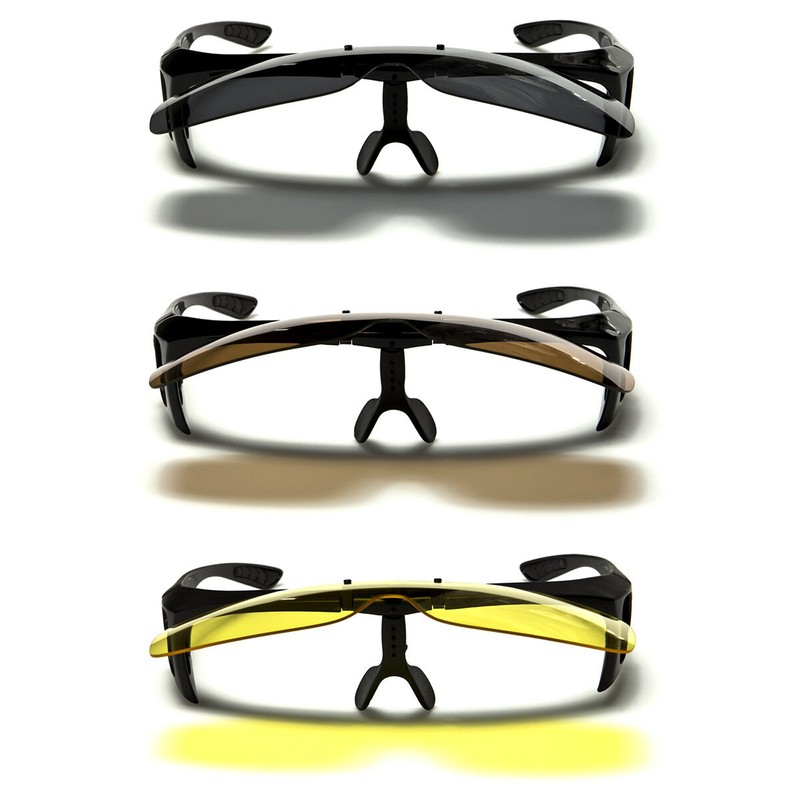 Large FLIP UP POLARIZED FIT OVER Sunglasses Cover Prescription Rx eyeglasses Men gallery