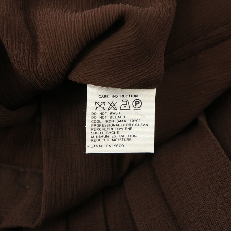 Valentino Boutique Brown Pleated Silk Skirt 12 gallery