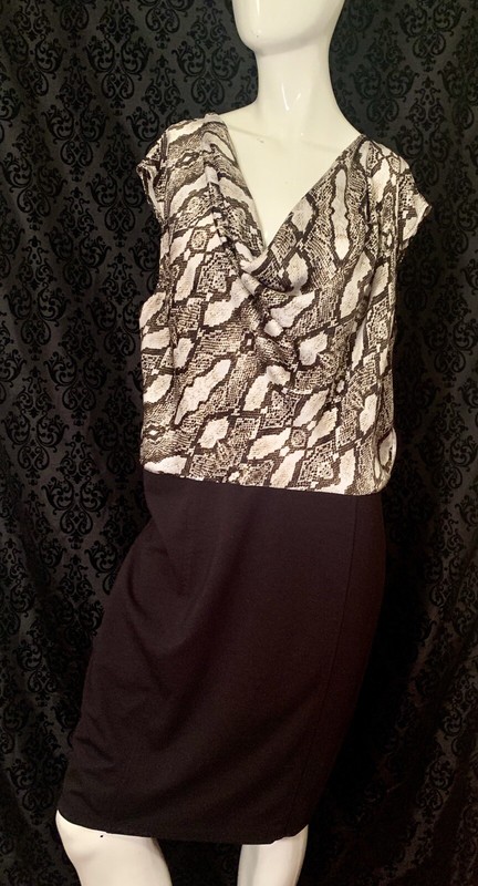 Miss Tina Women’s dress extra Large black brown snake print career casual party