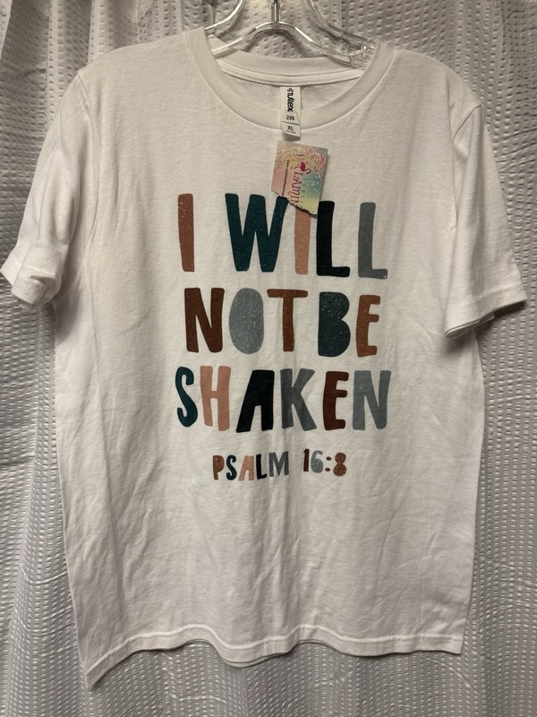 Sublime Flamingo Christian Graphic Tee I Will Not Be Shaken Psalm 16:8 Size XL
