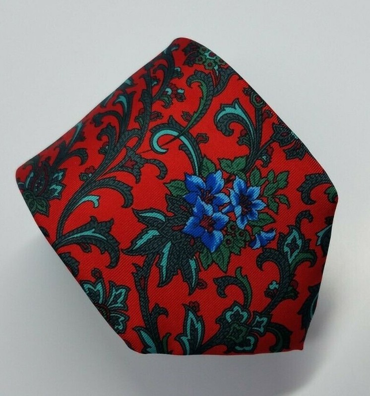 Ports International Silk Tie Red Blue Green Floral Men Necktie 57.5 x 3.1/8