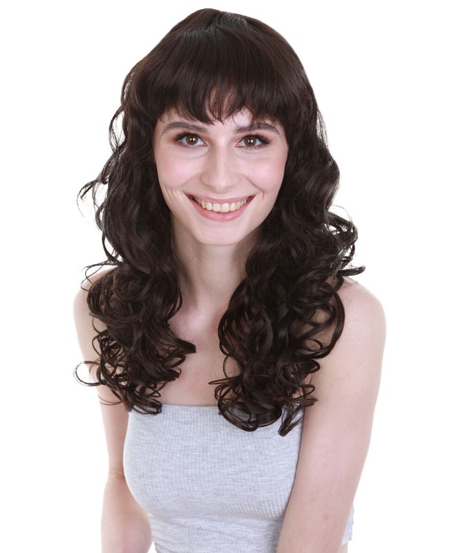 Women Long Curly Glamour Party Event Cosplay Bright black Wig HW-656 (Adult)
