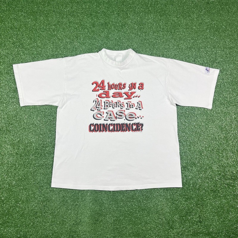 Vintage 1996 Logo Athletic Beer Day Drinking Humor Funny Shirt Men’s XL – 25×29