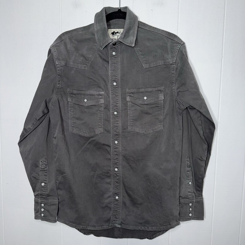 Schaefer Outfitter Men’s Western Denim Shirt Pearl Snap Carbon Gray Cowboy S