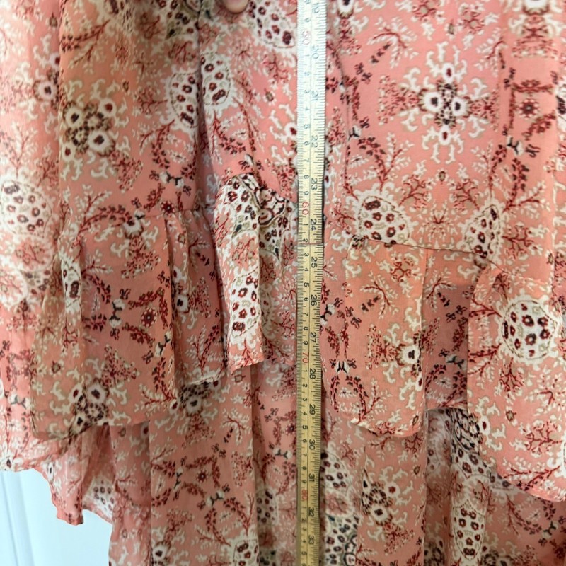 A.U.W Women XL Pink Paisley High Low Chiffon Ruffle Dress Cottagecore Fairy Boho gallery