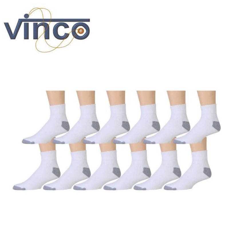 3 6 12 Pairs Mens Ankle Quarter Crew Sport Socks White 2 Tones Cotton 9-11 10-13