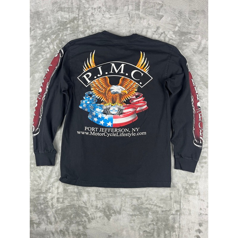 Vintage Biker Long Sleeve T Shirt Black Medium M Gothic Baggy gallery