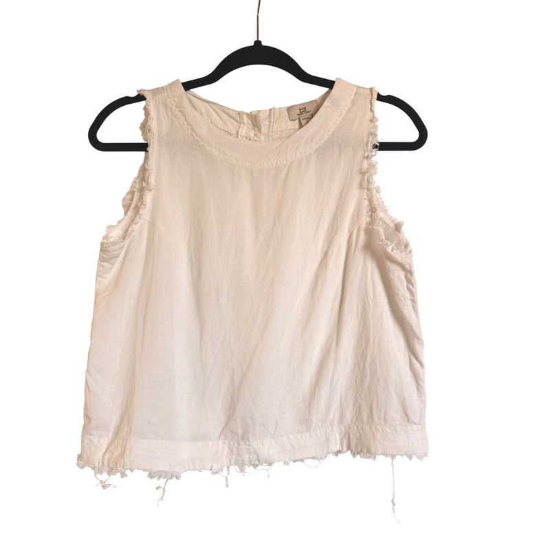 Summer Boho Coastal Festival Thread & Supply Linen Blend Button Back Top XS gallery