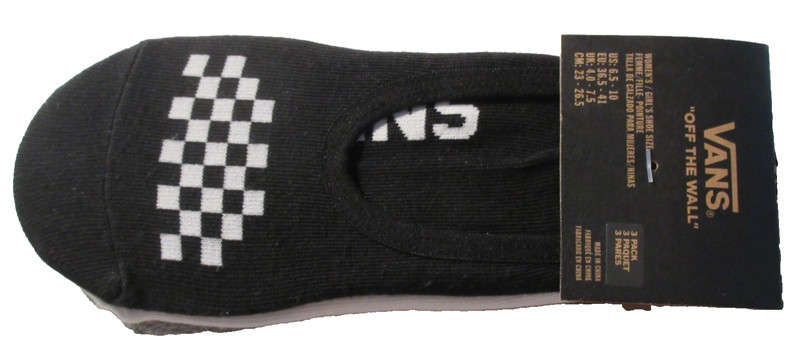 Vans Women's 3 pack No Show socks Checkerboard Black White Grey Size 6.5-10 NWT gallery