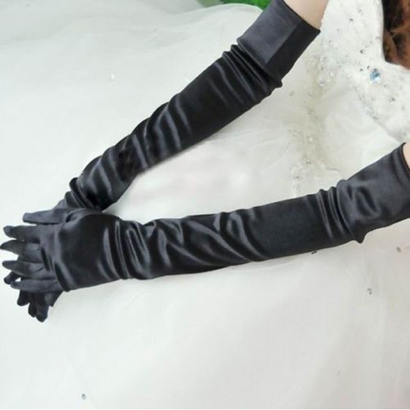 Stretchy Long Opera Gloves Party Satin Gloves Adult Size Elbow Length Wedding US gallery