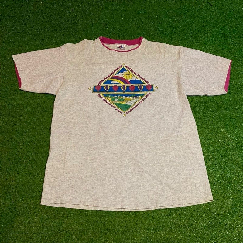 Vintage 90s Plano Texas Hot Air Ballon Festival 1993 Heather Gray Pink Size XL