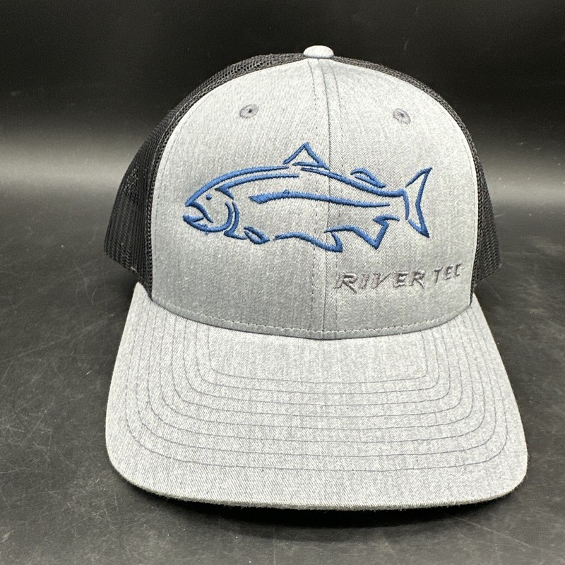 River Tec Fishing Boat Trucker Hat Snapback Cap Richardson Black/Gray/Blue New
