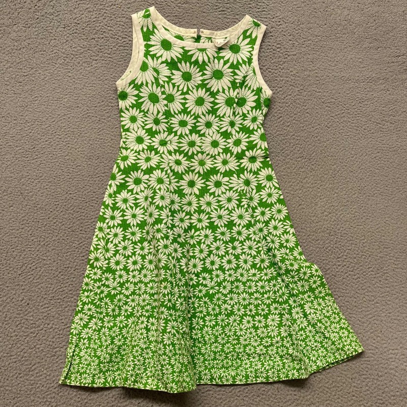Leslie Faye Dress Womens S Green Floral Jacquard A Line Sleeveless Vintage 60’s
