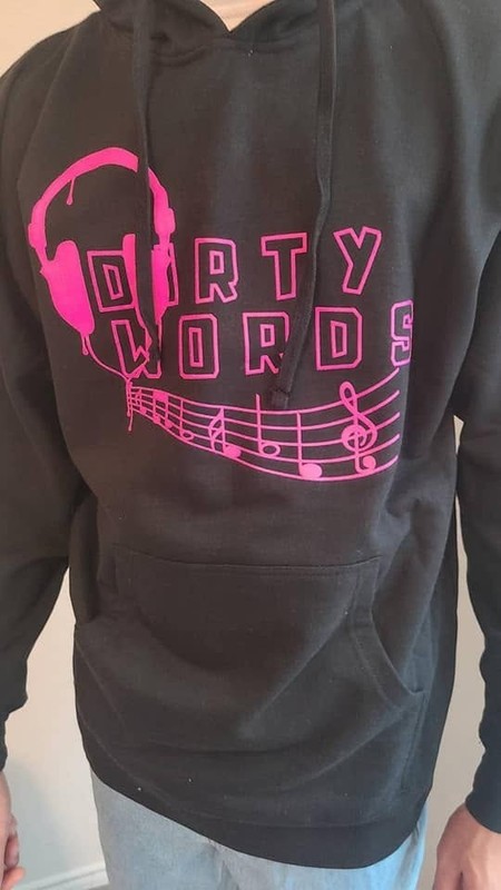 Independent Trading Co Custom Screen Printed Black Hoodie Pink Graphic